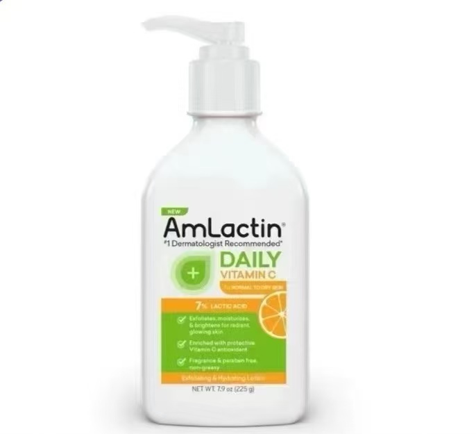 AmLactin Daily Vitamin C 7% Lactic Acid Exfoliating Lotion 225g brightening vitamin C AHA body lotion for normal dry skin