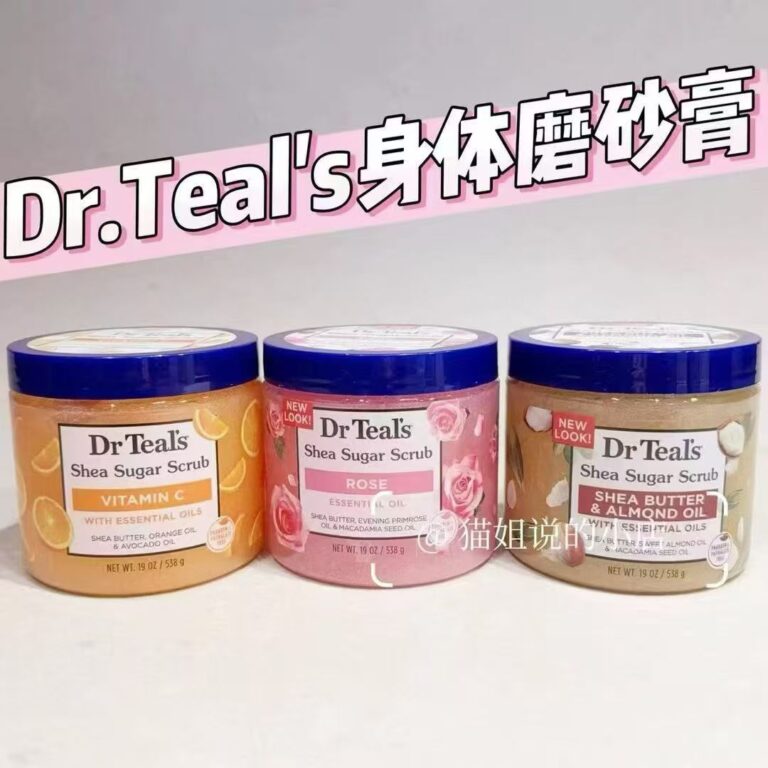Dr Teal's Shea Sugar Scrub 538g 3 flavors vitamin c rose shea butter almond oil gentle exfoliating moisturizing body scrub with plant essential oils