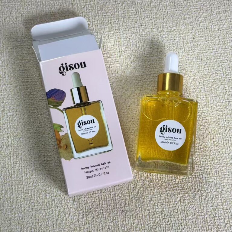 Gisou Honey Infused Hair Oil 20ml mini travel size luxury honey hair serum repair dry split ends tame frizz boost glossy shine heat protect lightweight non-greasy oil for curly straight dyed hair