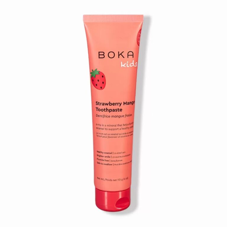 BOKA Kids Strawberry Mango Toothpaste 113g fluoride free n-HA swallow safe kids toothpaste for enamel protection