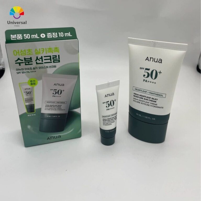 Anua Heartleaf Silky Moisture Sun Cream SPF50+ PA++++ 50ml+10ml gift set sensitive skin Korean sunscreen