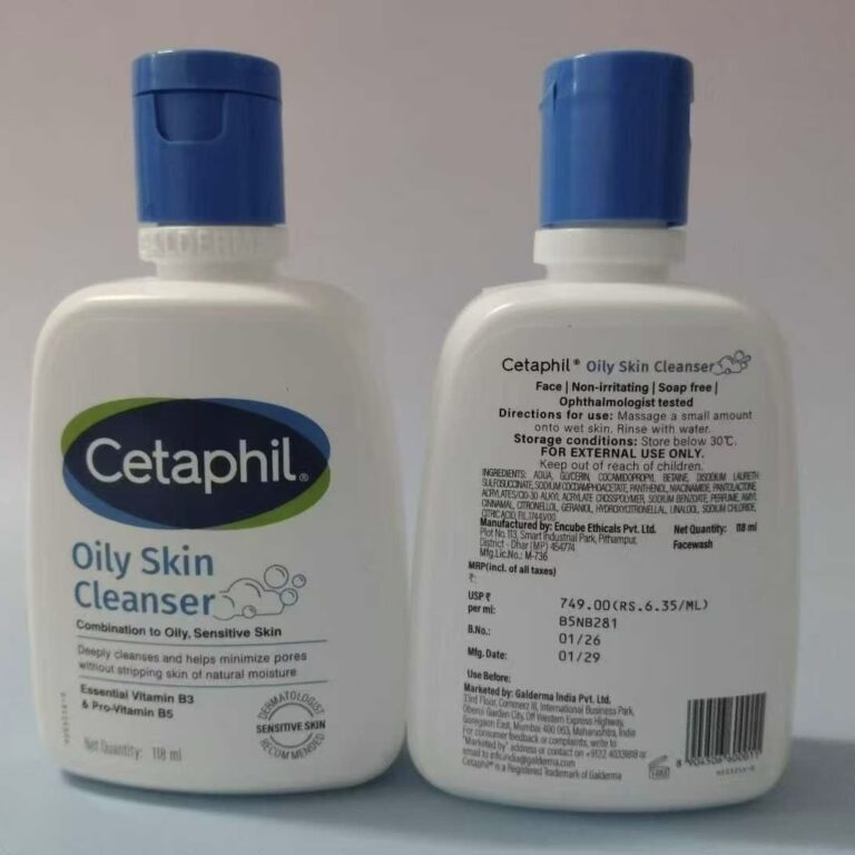 Cetaphil Oily Skin Cleanser 118ml vitamin B3 pro-vitamin B5 soap free deep pore cleansing face wash for oily combination sensitive skin