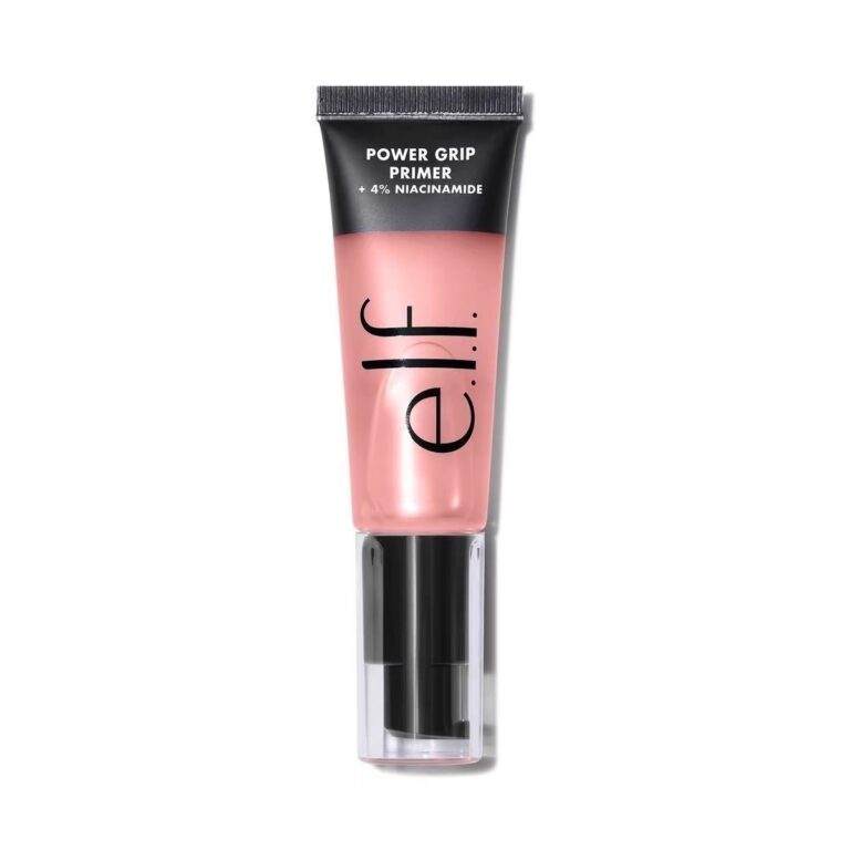 e.l.f Power Grip Primer +4% Niacinamide pink gel face primer long lasting makeup grip brightening pore smoothing oil free skincare makeup base for dull uneven skin