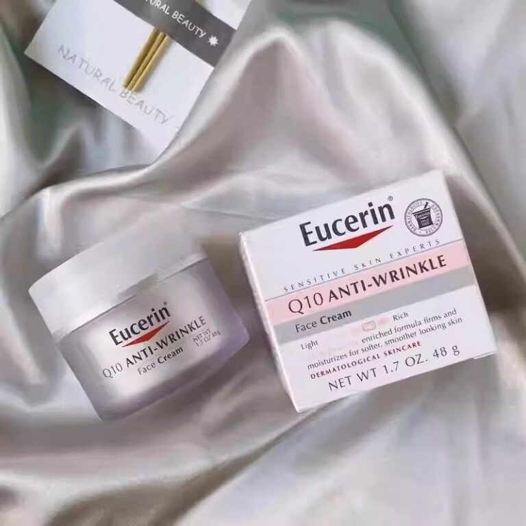 Eucerin Q10 Anti-Wrinkle Face Cream 48g rich texture coenzyme Q10 firming anti-aging moisturizer dermatologist tested gentle daily face cream for sensitive dry aging skin