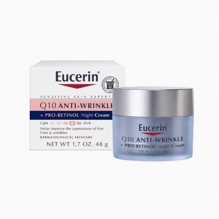 Eucerin Q10 Anti-Wrinkle + Pro-Retinol Night Cream 48g dual Q10 & gentle pro-retinol overnight anti-aging moisturizer dermatologist tested sensitive skin night cream smooth fine lines deep repair