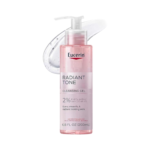 Eucerin Radiant Tone Cleansing Gel 200mL 2% AHA exfoliating complex mild daily exfoliating face wash smooth rough dull uneven skin minimize pores brightening dermatological cleanser