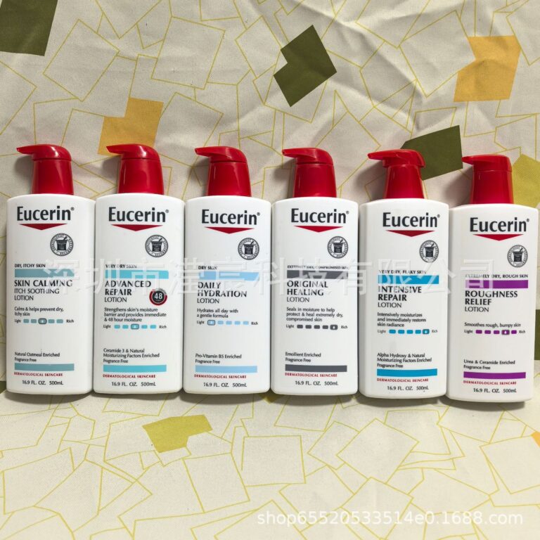 Eucerin 6-variety full body lotion collection 500ml pump Skin Calming Advanced Repair Daily Hydration Original Healing Intensive Repair Roughness Relief fragrance free medical moisturizer for itchy dry flaky bumpy compromised sensitive skin