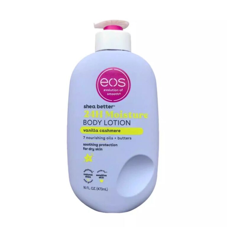 eos Shea Better 24H Moisture Vanilla Cashmere Body Lotion 473ml wild natural shea butter 7 nourishing oils long lasting 24hr hydrating body cream soothing dry sensitive skin warm vanilla scented body moisturizer